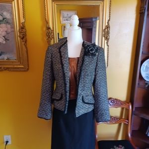 Jones New York Black and Gray Tweed Blazer